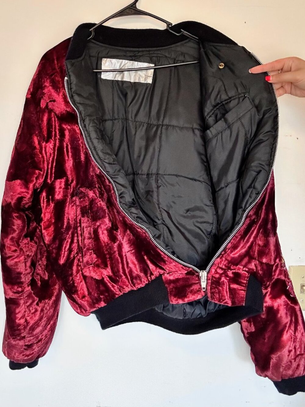 Vtg 80s 90s Crushed Velvet Sukajan Souvenir Jacket - Korea Dragon Bomber - Picture 11 of 16